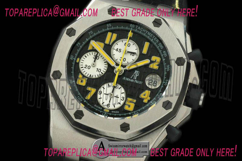 Audemars Piguet 26115TI.OO.D002CR.01 Royal Oak Chronograph SS/Leather Black A-7750 Replica Watches