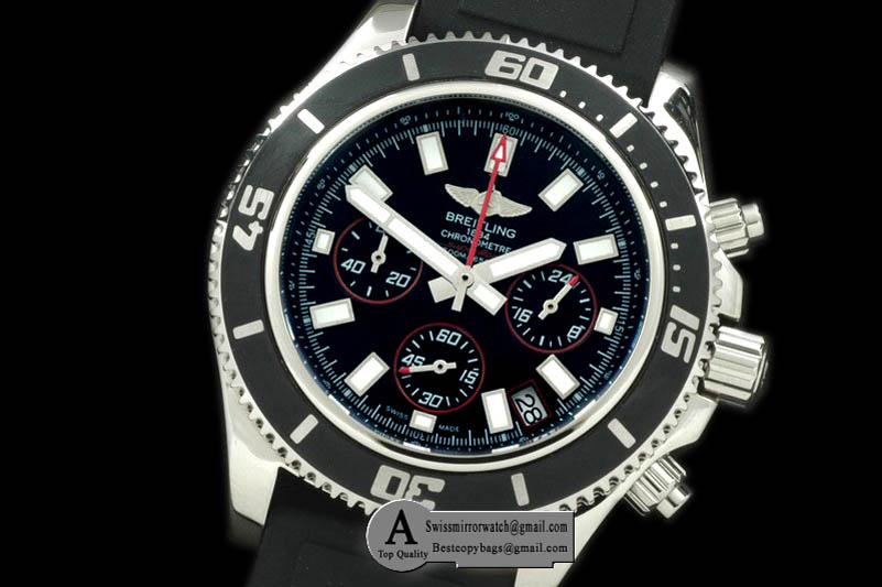 Breitling Superocean Abyss SS/Rubber Black/Red Jap OS20 Replica Watches
