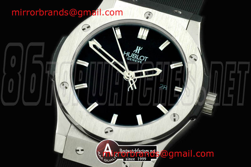 Luxury Hublot Classic Fusion SS/Rubber Steel Bezel Black Asian 2824