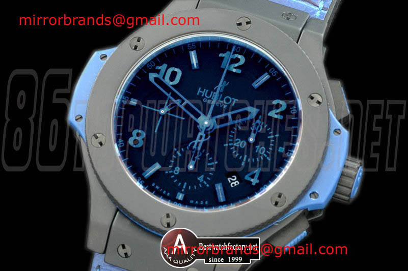 Luxury Hublot Big Bang "All Black Blue" Special Edition 301.CI.1190.GR.ABB09 Ceramic/Leather A-7750