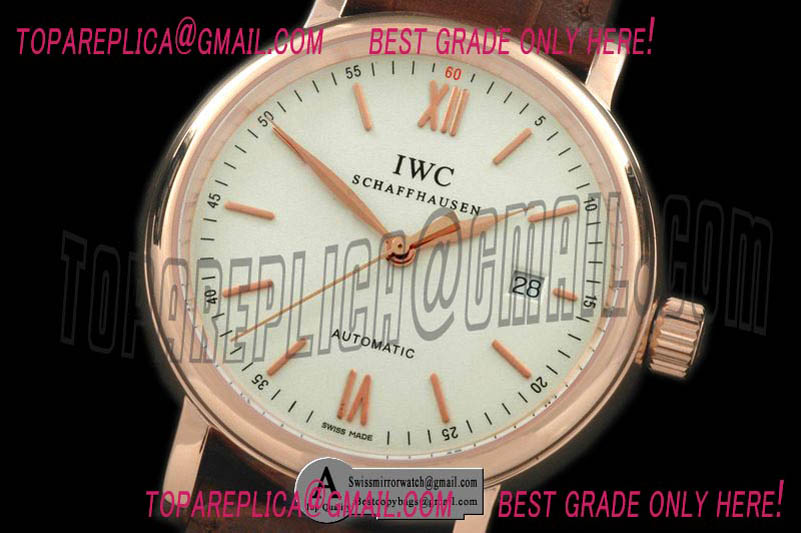 IWC IW356504 Portifino Automatic Rose Gold/Leater White Asia 2824 Replica Watches