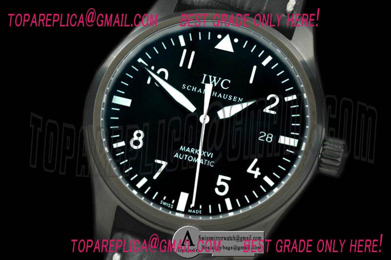 IWC Mark XVI PVD/Leather Black Asian 2892 Automatic Replica Watches
