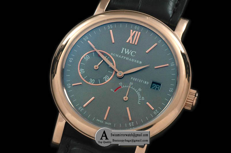 IWC Portofino Power Reserve Rose Gold/Leather Grey Asia SG 35J Replica Watches