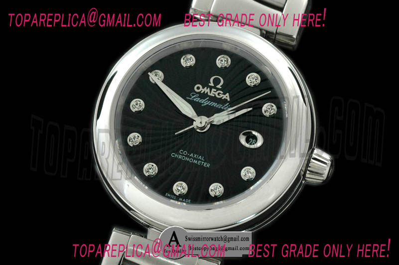 Omega 425.30.34.20.51.001 Deville Ladymatic Mid SS/SS Black A-2836 Replica Watches