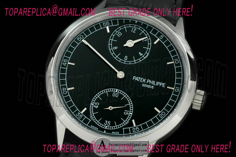 Patek Philippe Classic Regulatuer SS/Leather Black Asian 17J Manual H/W Replica Watches