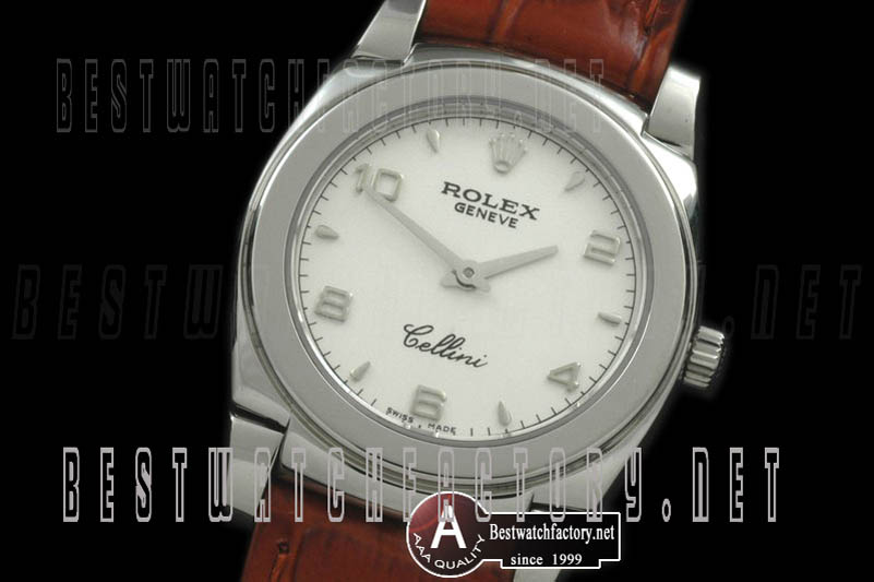 Rolex Ladies Cellini SS/Leather White Num Swiss Quartz