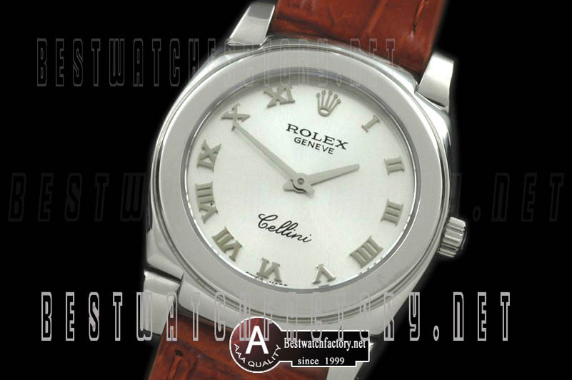 Rolex Ladies Cellini SS/Leather Silver Swiss Quartz