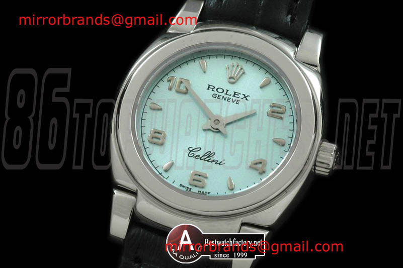 Luxury Rolex Ladies Mini Cellini SS/Leather Lilac Num Swiss Qtz