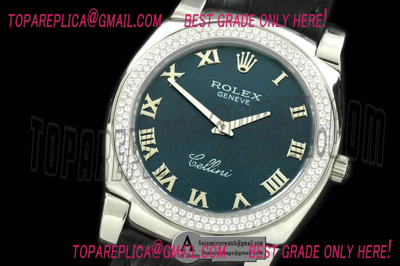 Rolex Cellini SS/Leather Blue Swiss Quartz Replica Watches