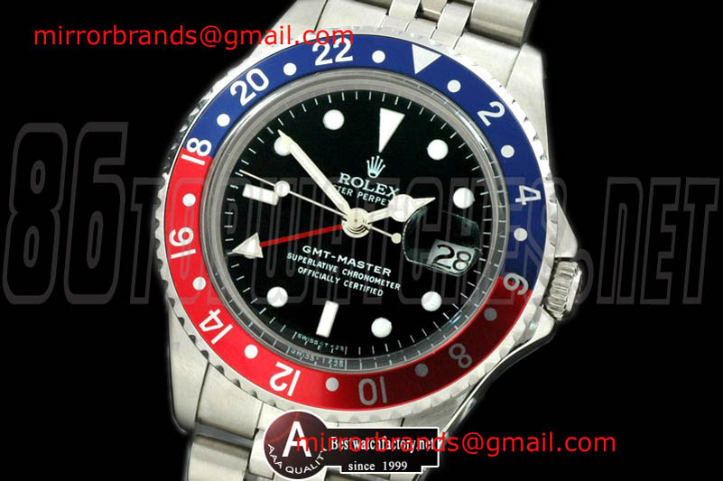 Luxury Rolex Vintage-GMT 1675 SS/Jubilee Blue/Red A2836