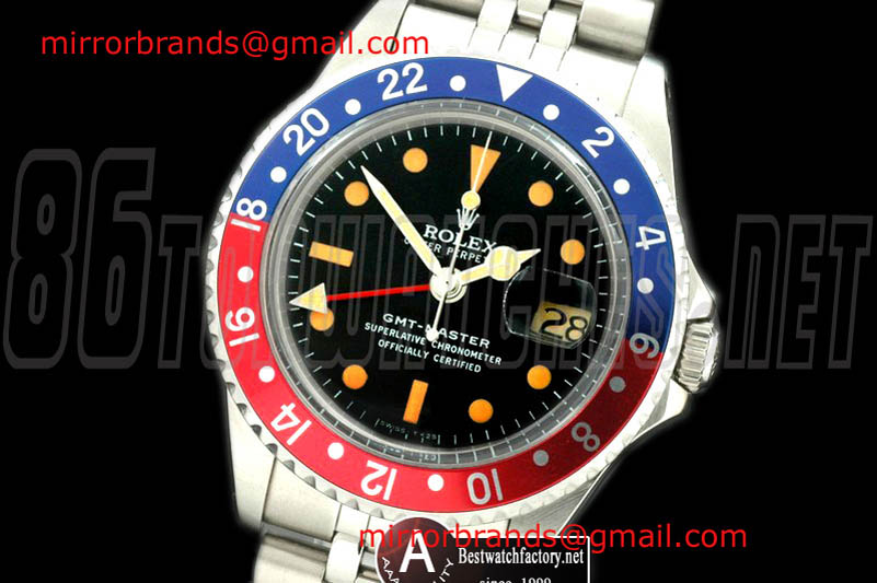Luxury Rolex Vintage-GMT 1675 SS/Jubilee Blue/Red A2836