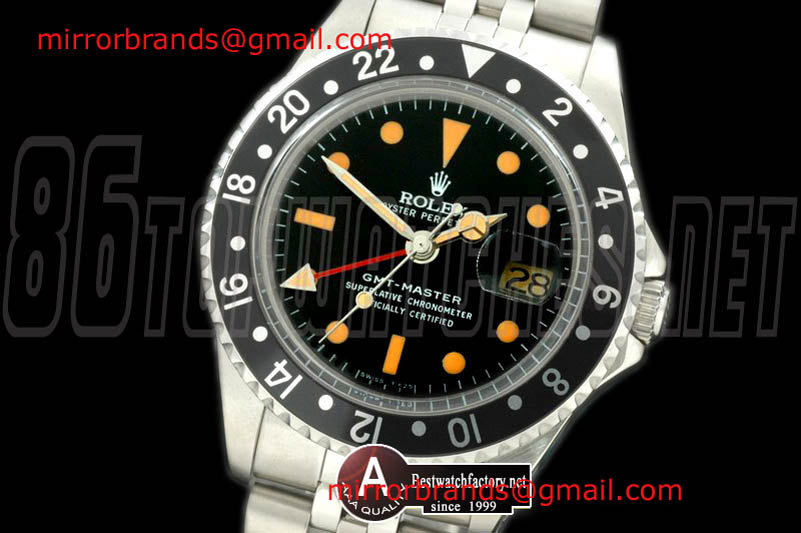 Luxury Rolex Vintage-GMT 1675 SS/Jubilee Black A2836