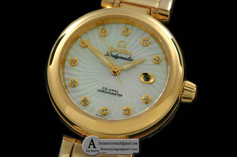 Omega 425.60.34.20.55.002 Deville Ladymatic Mid Yellow Gold/Yellow Gold White 2813 21J Replica Watches
