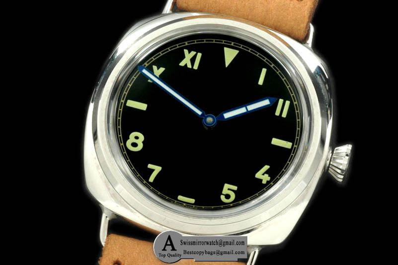 Panerai Vintage Radomir Brevet SS Leather Black 6497 Replica Watches