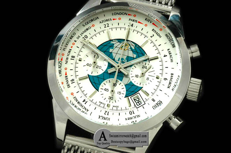 Breitling TransOcean Unitime Chrono SS SS White Jap OS20 Qtz Replica Watches