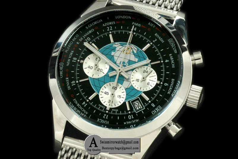 Breitling TransOcean Unitime Chrono SS SS Black Jap OS20 Qtz Replica Watches