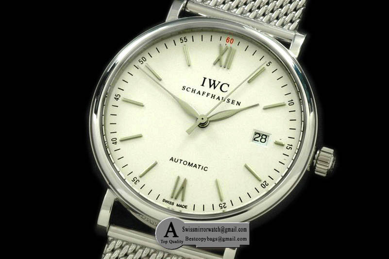 IWC Portofino Automatic SS Mesh White Asia 2892 Replica Watches