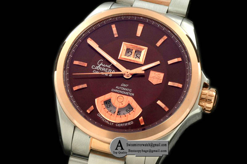 Replica Tag Heuer Grand Carrera Big Date Auto SS/Rose Gold Brown A-2813 Watches