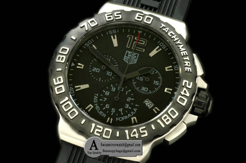 Tag Heuer Formula 1 SS Rubber Black Black Swiss Eta Quartz Chrono Replica Watches
