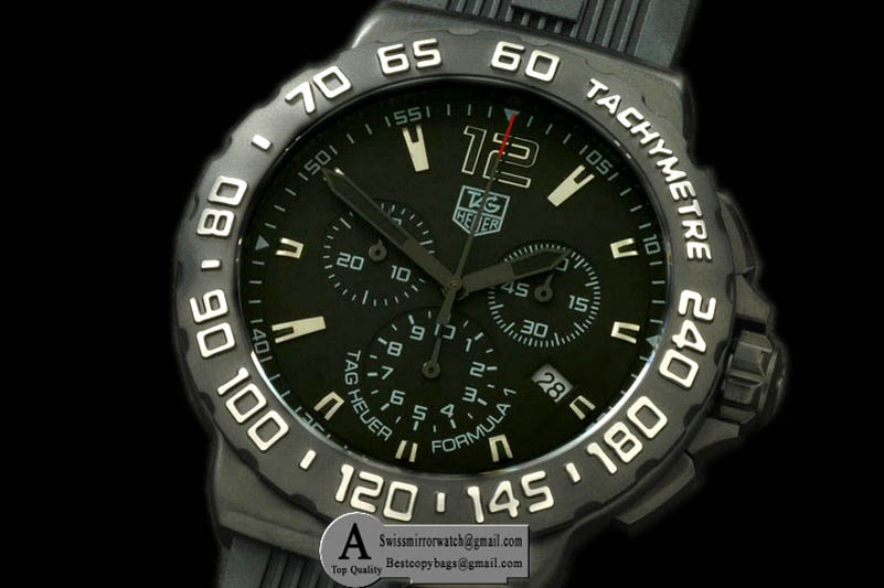 Tag Heuer Formula 1 PVD Rubber Black Black Swiss Eta Quartz Chrono Replica Watches