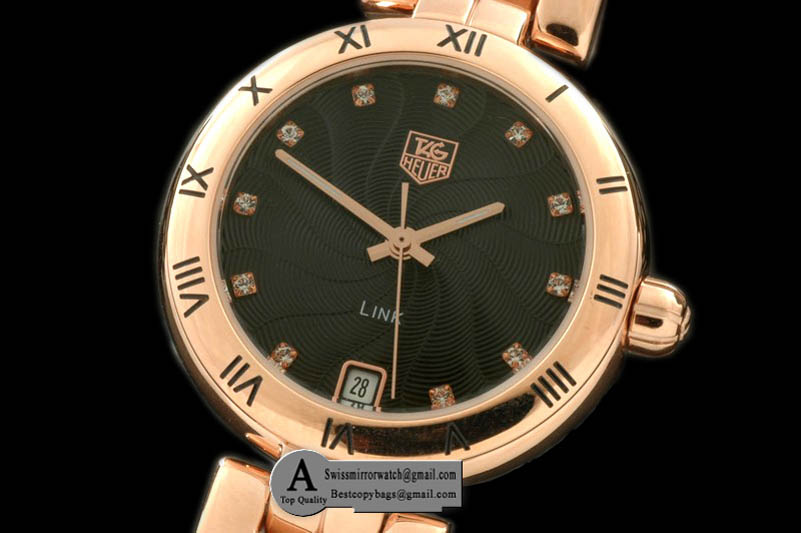 Tag Heuer 2012 Link Sports Rose Gold Rose Gold Black Diam S-Qtz Replica Watches