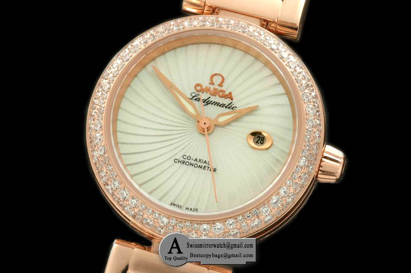Omega Deville Ladymatic Mid Rose Gold/Rose Gold White 2813 21J Replica Watches