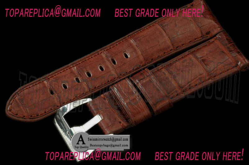 Replica Officine Panerai 24/22 Handsewn American Croc Leather Strap - Walnut