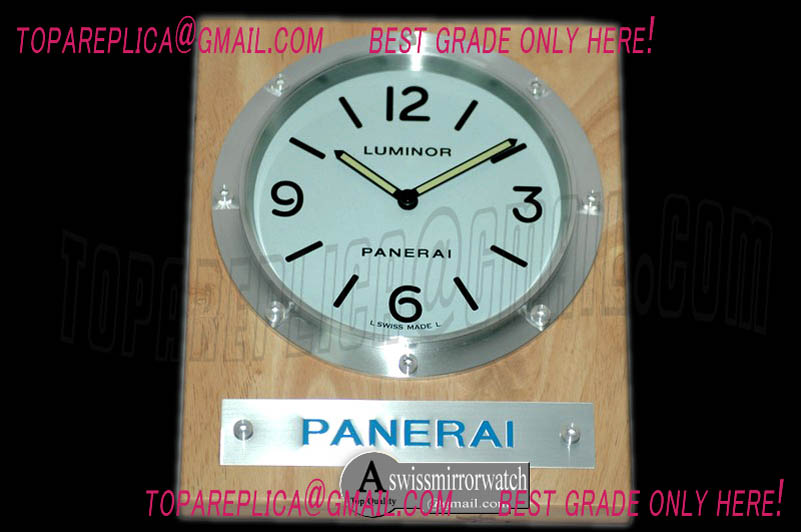 Panerai Pam 255 Style Wall Clock White/Beech Finish Swiss Qtz