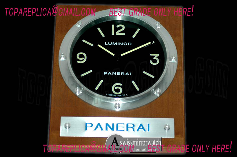 Panerai Pam 255 Style Wall Clock Black/Cherry Finish Swiss Qtz