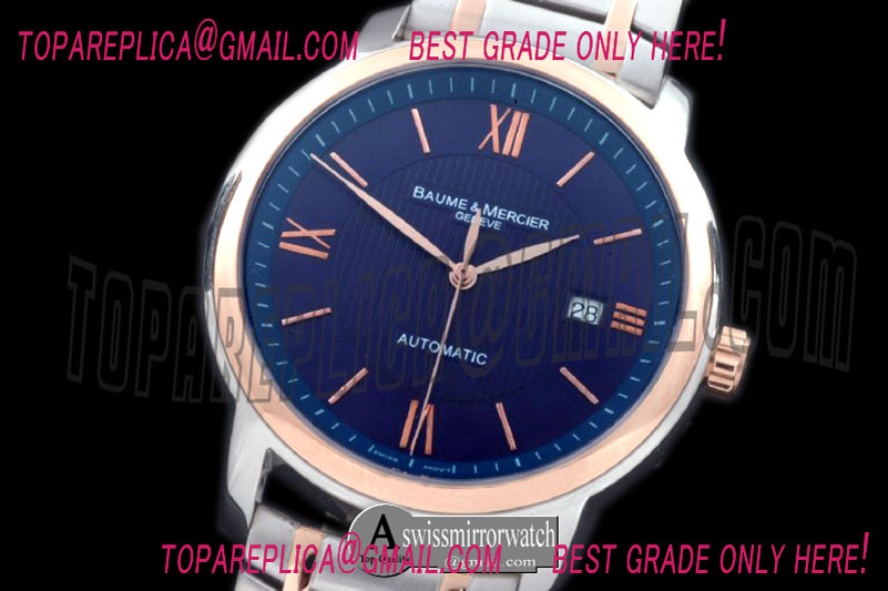 Baume Mercier Classima Exec SS/RG Blue Asian 2824