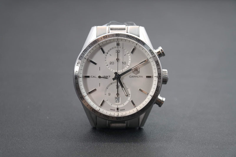 Tag Heuer Carrera CAL1887 Chronograph SS V6F 1:1 Best Edition White Dial on SS Bracelet CAL1887