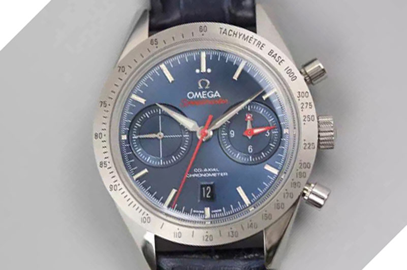 Omega Speedmaster ’57 SS Chrono AXF Best Edition Blue Dial on Blue Leather Strap A7750