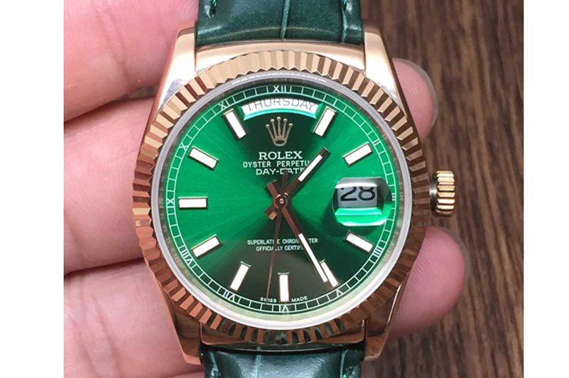 Rolex DayDate Fluted Green RG/LE Asian Eta 2836