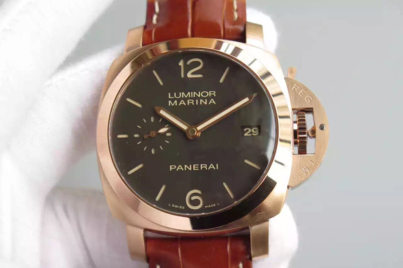 Panerai PAM393 O Ladies RG Brown Dial on Brown Leather Strap P9000