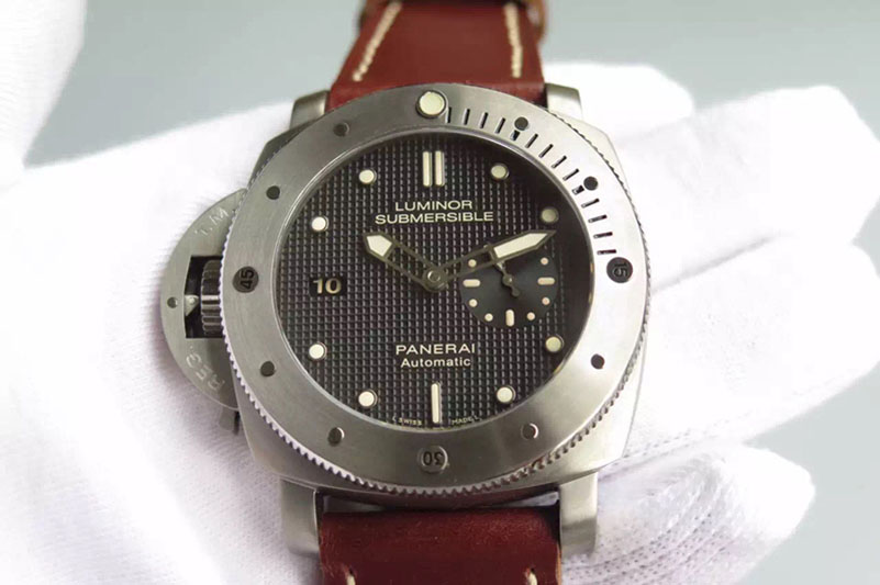 Panerai PAM 569 Q Titanium JF 1:1 Best Edition on Brown Thick Leather Strap P9000 Clone