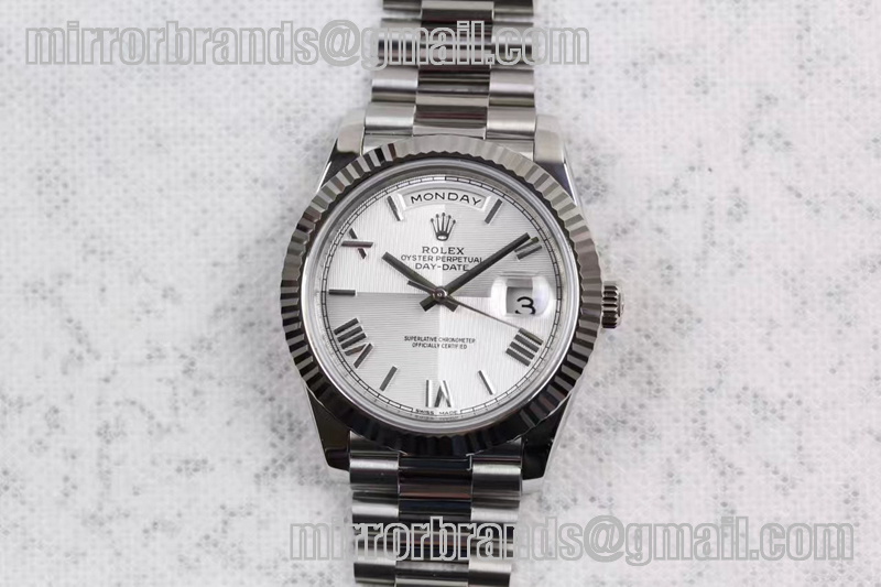 Rolex Day-Date 40 228239 Noob 1:1 Best Edition Quadrant Textured Silver Dial