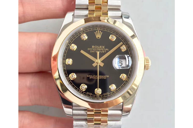 Rolex DateJust 41 126303 Noob YG Wrapped Black Dial Diamond Marker Jubilee A3235