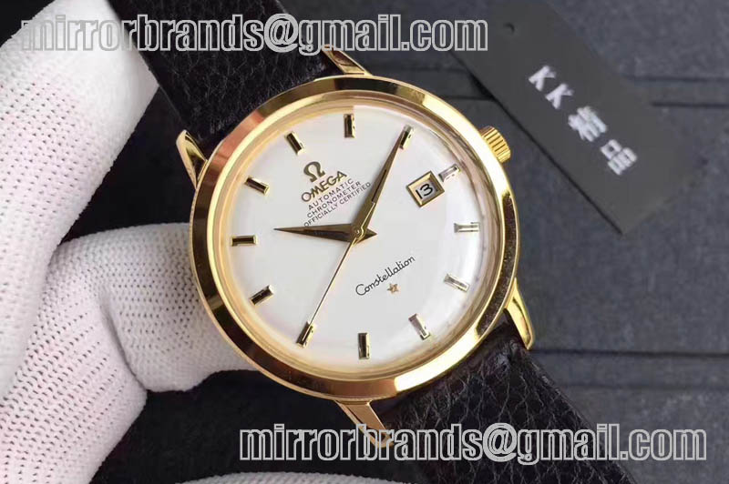 Omega Constellation Certified Chronometer Men's YG Wrist Watch Black/White/Gold Dial