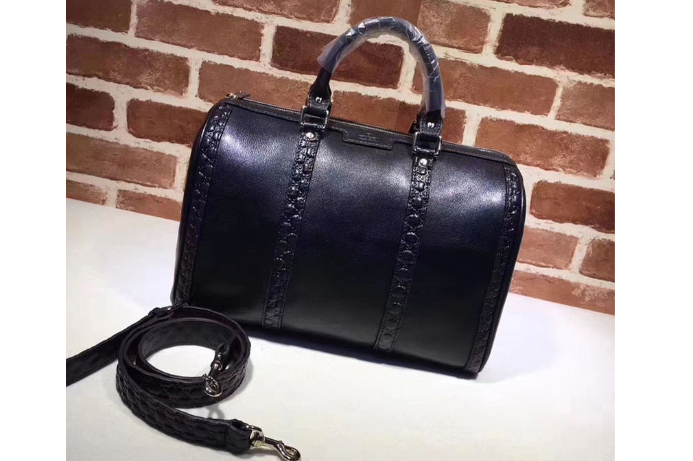 Gucci Vintage Calfskin Leather Boston Bags 247205 Black
