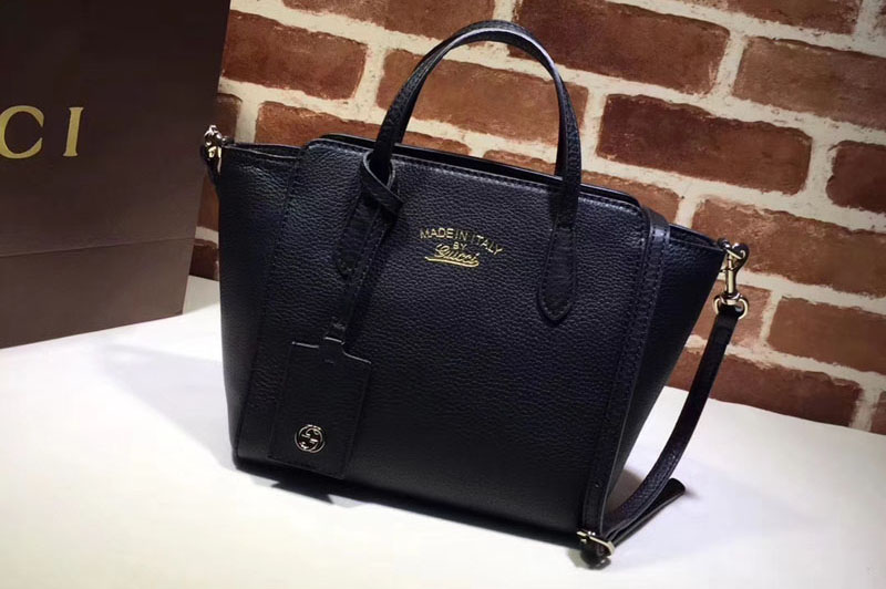 Gucci 368827 Swing mini Leather Top Handle Bag Black