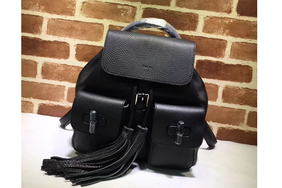 Gucci 370833 Bamboo Leather Backpack Black