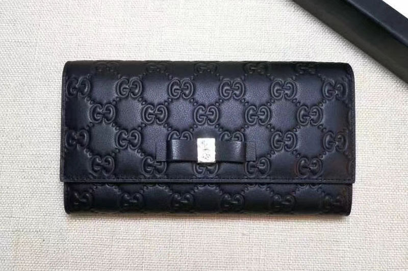 Gucci 388679 Bow Signature Continental Wallet Black