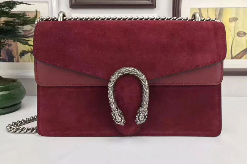 Gucci 400249 Dionysus Suede Leather Mini Shoulder Bag Dark Red