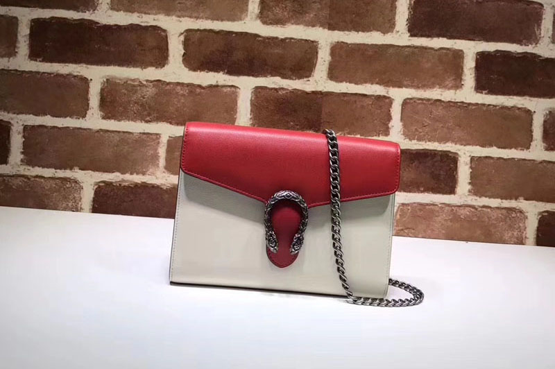 Gucci 401231 Dionysus Leather mini Chain Bag Red/White