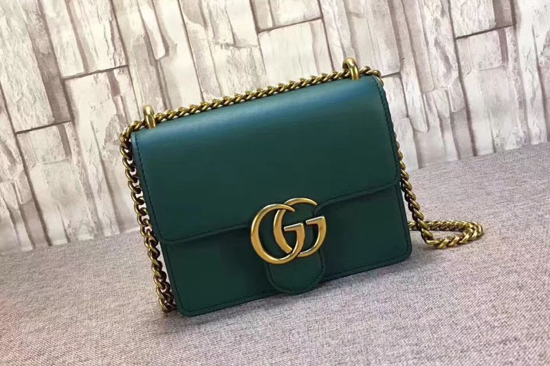 Gucci 431384 GG Marmont Leather Shoulder Bags Green
