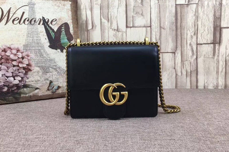 Gucci 431384 GG Marmont Leather Shoulder Bags Black