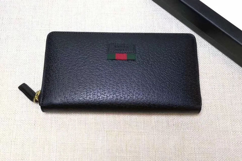 Gucci 435298 Leather zip around wallet with Web