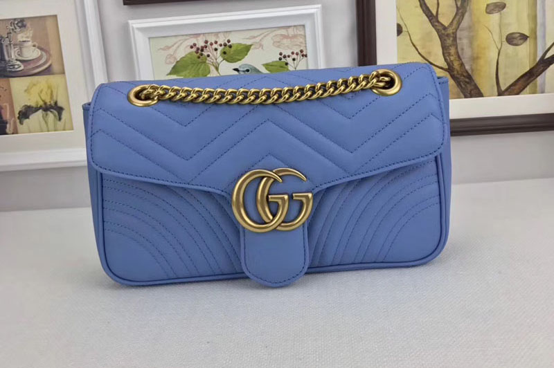 Gucci 443497 GG Marmont Matelasse Shoulder Bags Blue