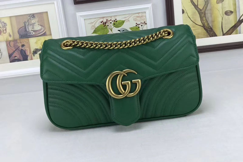 Gucci 443497 GG Marmont Matelasse Shoulder Bags Green