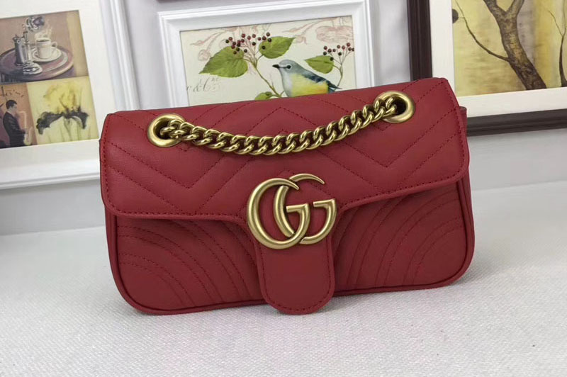 Gucci 446744 Now GG Marmont Mini Shoulder Bag Red